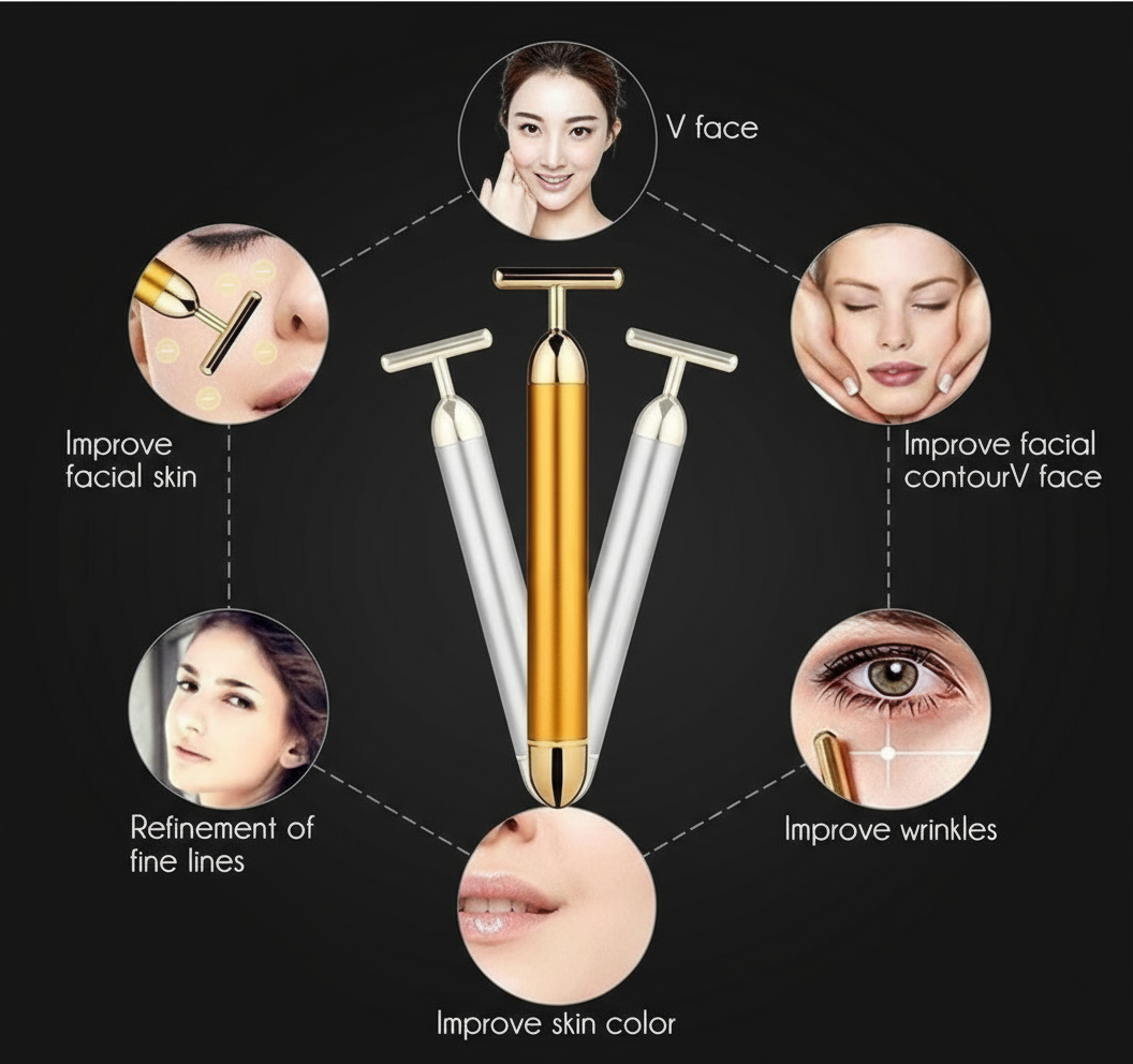 Face Massager Benefits - Black Background