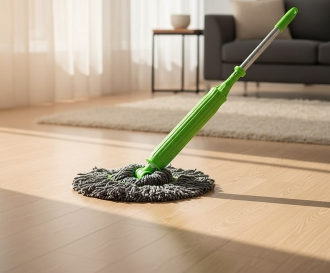 Self-Twisting Mop in living room